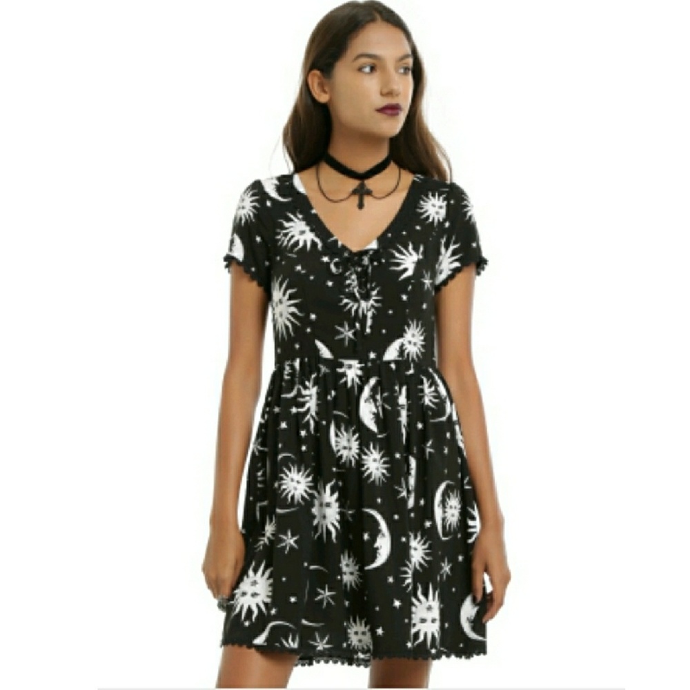 Hot Top Sun Moon Stars Dress SZ XL